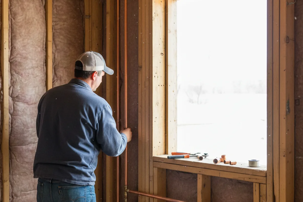 Licensed plumber running new copper supply lines in a Shreveport home