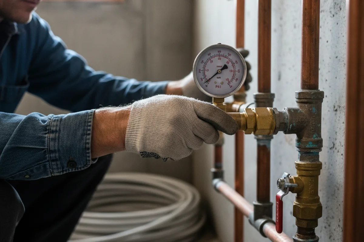 Pressure testing a repaired line during Water Line Repair in Shreveport